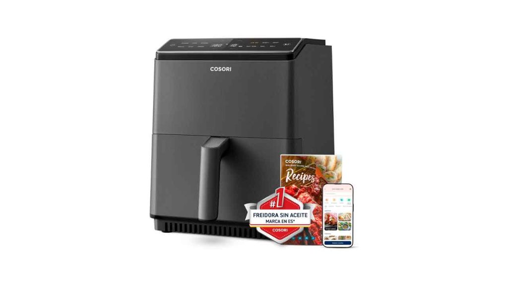 COSORI-Freidora-de-Aire-Wifi-6,4 L,-Air-Fryer-con-Doble-Resistencia,-60+-Recetas-de-App-Creadas-por-Chef-en-Español,-Freidora-sin-Aceite-con-12-Programas,-Gris-Oscuro,-Dual-Blaze